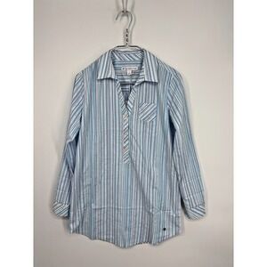Southern Tide Blouse Womens S Blue Striped Seersucker Popover Tunic Beach New